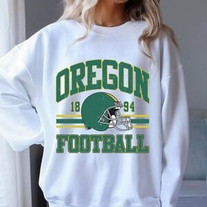 Retro Style 90S Crewneck White Sweater, Oregon Ducks 1894 Sweatshirt